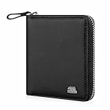 BROWN BEAR Geldbörse Reißverschluss Leder Schwarz Nappa für Damen & Herren | RFID-Schutz Portemonnaie mit Münzfach | Zip Geldbeutel Echtleder | BB Design 8009 BK