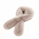 iSpchen Damen Kunst Pelz Schal Pelzkragen Schal Winter Plüsch Warmer Schal Kunstpelz Kunstfell Fellkragen Schal Winter Plüsch Schal Warmer Halswärmer,Khaki