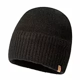TOP-EX XL/XXL 100% Merino Mütze Herren Beanie Wintermuetze Wollmütze Strickmuetze Fisherman Beanie Trawler Mütze Warme Fleece Futter Schwarz X-Large