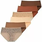 INNERSY Damen Pantys Baumwolle Unterhosen Frauen Unterwäsche Hipster Bequemer Slip Mehrpack 6 (M/40 EU, 2 Leopardenmuster/4 Einfarbig)