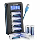 MVMOD CR123A Wiederaufladbare Batterien 8 Packs, CR123A 3.7V Lithium-Batterien wiederaufladbar mit Ladegerät, CR17345 Batterie für Arlo Kamera VMC3030 VMK3200 VMS3330 3430 3530 Taschenlampen Mikrofon