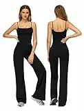Odizli Sport Set Damen Sporttop Top mit Integriertem BH + High Waist Wide Leg Leggings Sporthose Sportleggings Yogahose Sportset Outfit Sportbekleidung Fitness Gym Workout Yoga Sportanzug Schwarz M
