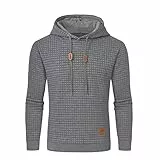 Tansozer Hoodie Herren Classics Basic Sweatshirt Casual Long Sleeve Checked Kapuzenpullover Herren Hellgrau M