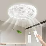 BomKra Deckenventilator mit Beleuchtung, 45W Leise Deckenventilator mit Licht & Fernbedienung, 3 Farbige Dimmbare, 3 Geschwindigkeiten, Timer, für Schlafzimmer Wohnzimmer