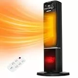 Aigostar Ayden - Heizlüfter mit Fernbedienung, LED Touch, Schnellheizer mit 3D Flamme, 2000W, 5 Modi & ECO, Leise, Einstellbare Temperatur 5-35℃, 24H Timer, Oszillation, Schwarz