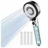 Nafall Hochdruck Duschkopf mit Filter, Filter duschkopf wassersparend mit 5 Sprühmodi, Shower Head with Filter Hochdruckduschkopf für Niedrigen Wasserdruck, Handbrause Chrome Schwarz