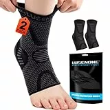 2 Stück Sprunggelenkbandage, Bandage Fußgelenk Knöchelbandage für Plantarfasziitis, Achillessehne, Beste Kompressionssocken für Damen/Männer, Orthopädische Fußbandage Rechts/Links, Schwarz, XL