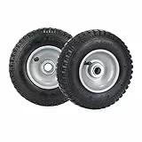 Relaxdays Schubkarrenrad 2er Set, 2.50-4, luftbereift, 2 PR, Ersatzrad bis 100 kg, Luftreifen Stahlfelge, schwarz/Silber
