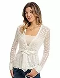 GRACE KARIN Frühling Sommer Herbst Winter Open Front Strickjacke Elegant Business Geschäft OL Cardigan Retro Schulterjacke Weiß XL