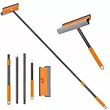 JEHONN Fensterputzer mit Schwamm und Rakel, 138 cm Langem Stiel Fensterreiniger Set Fensterwischer für Glaswand Auto Windschutzscheibe Haus Küche (Lang- und Kurzgriff enthalten