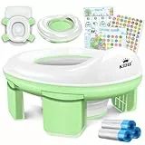 KIDIZ® Toilettensitz Kinder Töpfchen Töpfchentrainer WC Sitz | Lerntöpfchen bequemem, PP-Material mit Müllbeutel | Kindertöpfchen für Unterwegs & Belohnungssystem mit Stickern 3 in 1 Lösung