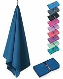 Fit-Flip Microfaser Handtücher - kompakt und leicht - Mikrofaser Handtuch schnelltrocknend - als Reisehandtuch, Sporthandtuch, Strandtuch - Badetuch groß (1x 80x40cm, Azure Blue)