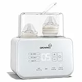 Grownsy Flaschenwärmer baby, 9-in-1 Sterilisator für Babyflaschen Fast Babynahrungsheizung & Abtauung BPA-frei, Timer, Präzise Temperaturregelung, Babykostwärmer mit LCD, Doppel-Flaschenwärmer