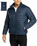 33,000ft Herren Steppjacke Leichte Übergangsjacke in Daunenjacken-Optik Winterjacke für Männer Gefüttert mit Taschen Packbar für Freizeit Wandern Reisen Lightweight Puffer Jacket Dunkelblau L