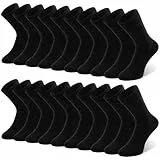 QINCAO 10 Paar Socken Herren Damen Baumwolle Herrensocken Schwarz Sport Socks Atmungsaktive,M