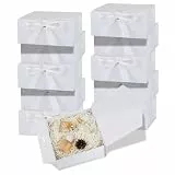 OEMVALATY Geschenkboxen, 30,5 x 20,3 x 11,4 cm, Geschenkbox mit magnetischem Deckel und Band, Brautjungfernantragsbox für Hochzeit, Aufbewahrung, Geschenk (weiß), 10 Stück