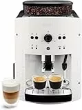 KRUPS Arabica Picto Kaffeevollautomat, kompaktes Design, einfache Bedienung, intuitiv einstellbarer Drehregler, Milchschaumdüse, 2-Tassen-Funktion, Kaffeemaschine, Weiß, EA810570