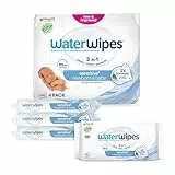 WaterWipes Sensitive+ Newborn & Baby Wipes, Feuchttücher für Neugeborene und Babys, 240 Stück (4 Packungen), 3-in-1-Reinigung, Pflege, Schutz, 99,9% Wasser, parfümfrei