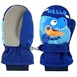 Bibykivn Kinder Skihandschuhe, 3-5 Jahre Kinderhandschuhe Wasserdicht Winddicht Fäustlinge Handschuhe für Skifahren Radfahren Snowboarden Outdoor-Aktivitäten für Jungen Mädchen (Dinosaurier)