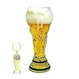 KUWUNG Fußball Bierkrug, 500 ML WM Biergläser mit Trophy Flaschenöffner, Pokal Bierglas für Bier, Cocktails, Getränke, Fußballparty (Transparente Version)