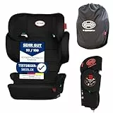 HEYNER® Kindersitz i-Size faltbar, klappbar inkl. Tasche I Kinder-Autositz mit und ohne Isofix nutzbar I Auto Kindersitz für 3,5-12 Jahre (100-150cm) (schwarz)