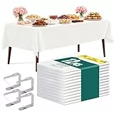 XEIYEI Einweg Tischdecke Weiß Tischtuch Kunststoff Tischdecken Bierzeltgarnitur Tischdecke 12 STK Rechteckig Tischdecken Geburtstag Wasserdicht 137 x 274cm mit Tischklammern für Party Fasching (Weiß)