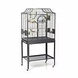Montana Cages | Premium Vogelkäfig Madeira I Vogelkäfig für Sittiche, inkl. Anflugklappe, Freisitz, 4 Edelstahlnäpfe, AVILON Pulverbeschichtet, Antik Edition, ca. 69 x 45 x 141cm