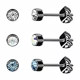 Artskin Damen Ohrstecker Titan Mädchen Ohrringe hypoallergen Kristall Herren Ohrringe 5mm schwarz plattierte Geburtstags geschenke (Schwarz(001+AB+202))