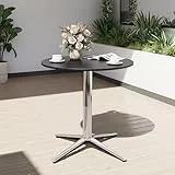 PHI VILLA 2in1 Bistrotisch Rund Wetterfest Esstisch Kleiner Multifunktionstisch für Taverne Garten Balkon Küchen Tisch Ø76x74,5 cm Schwarz