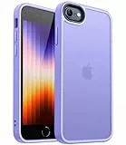 CANSHN Matt Hülle für iPhone SE 3/2 (2022/2020), iPhone 8/7, [Militärschutz] Schutzhülle Samtige Touch Matt Anti-Kratzen, Durchscheinende Rückseite Schutzhülle, Anti-Fingerabdruck (Hellviolett)