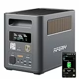 AFERIY 1800W Tragbare Powerstation 1024Wh, Erweiterbar Auf 5120Wh LiFePO4 Solargenerator & 1Std Schnellladung,