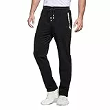 JustSun Jogginghose Herren Baumwolle Sporthose Herren Lang Trainingshose Männer Sweatpants Freizeithose Jogger Sport Hose Herren mit Reissverschluss Schwarz XL