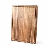 Hackbretter Schneidbrett mit Saftrille aus Akazienholz 40 x 30 x 1.8 cm Holzschneidebrett Dicke Holzbretter Küche mit Saftrille Geburtstag Geschenke für Mama Papa