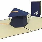 LINPOPUP® Pop-Up Karte zur bestandenen Prüfung, Glückwunschkarte Doktorhut – 3D Karte zur Graduierung Abitur Abschlussprüfung, N29