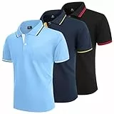 LLdress 3er Pack Poloshirt Herren Kurzarm Atmungsaktiv Poloshirt Set Leichtes Golf Polohemd Schnelltrocknend T Shirt