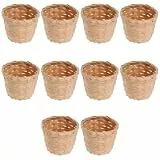 Cabilock 10 Stücke Mini Körbe Geflochten, Miniatur Geflochtener Aufbewahrungskorb Blumentopf aus Bambus, Landhausstil Lagerkörbe für Gastgeschenke Hochzeit Basteln und Kleine Gegenstände, 7.5X7.5X6cm