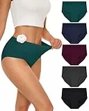 SIMIYA Unterhosen Damen Baumwolle 5er Pack Unterwäsche Frauen Mehrpack Hoher Taille Hipster Unterwäsche Damen Atmungsaktiv Panties Weich Damen Slips(Schwarz+Grau+Burgunderrot+Marineblau+Grün,L)