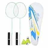 BAIHUALIN WHiZZ Badminton Schläger Set 2 Spieler, Leichter Carbon Graphit Badmintonschläger Federball Set für Training, Übung, Freizeit + 2 Federbälle + 2 Griffbänder + 1 Tragetasche, T80 Grün