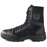 QUNLON Einsatzstiefel Herren Kampfstiefel Komfort Springerstiefel Militär Stiefel mit Reissverschluss Tactical Boots Schwarz SN307-W-44EU