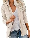Imily Bela Übergangsjacke Damen Leichte sommerjacke Herbst Stehkragen Jacket Boyfriend Parka Sommerjacke Elegant leichte Jacke Kurzmantel(Beige，L)