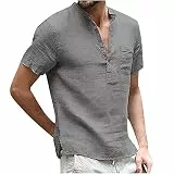 Generic Angebote des Tages Heute Deal Hawaii Hemd Männer Sommer Kurzarm T Shirt Regular Stretch Leinenhemd Basic Komfortables Sportshirt Slim Fit Workout Hawaiihemd Bequeme Passform Herrenhemden