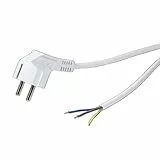 Logilink CP136 Netzkabel Schutzkontakt Stecker 90 Grad Winkel zu offenem Kabelende weiß
