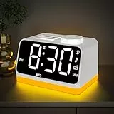 AFEXOA Wecker digital Kinder Radiowecker mit Licht, Geräuschmaschine, Tischuhr mit 2 Wecker, UKW-Radio, LED RGB Display 0–100% Dimmbar, Timer, Schlummer, Wecker mit 2 USB Ladestation für Handys