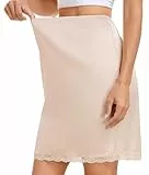 Sopesil Damen Satin Unterrock Kruz Petticoat Atmungsaktiv Antistatisch Elegantes Unsichtbar Kleid Rock Unterkleid Kruz,Beige,M