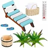 TOYANDONA Miniatur Deko Sauna Zubehör Set - Mini Strandpuppenhaus Zubehör, Maritimes Wellness Deko-Set mit Liegestuhl, Hausschuhen & Korb – DIY Mikrolandschaft & Foto-Requisiten