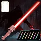 OSDUE Lichtschwert für Kinder, RGB 7 Farben LED Laserschwert, Laser Sword mit Beleuchtung & Sound, Elektronisches Spielzeug-Lichtschwert für Halloween Verkleidung, Silvester-Partyzubehör, Roségold