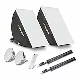 Walimex pro 2X Softbox 40x60cm 60W Bi Color LED I leistungsstarkes Dauerlicht inkl. 2X Stativ, 2X Diffusor & Fernbedienung I Farbtemperatur 3.000 – 6.000 K I Für Profi-Fotos & Videos I CRI 95+