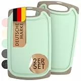 Blumtal Frühstücksbrettchen Kunststoff 25x15 cm im 2er Set - Brettchen spülmaschinenfest - Frühstücksbretter Kunststoff BPA-frei - schönes Schneidebrett klein - robustes Schneidebretter Set Grün