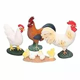 TOPINCN 4 Stück Niedliche Bauernhof-Tierfiguren, Simulierte Bauernhof-Hühnerfiguren-Set, Hahn, Henne, Küken, Dekoration, Bauernhoftiere, Hühnermodell, Garten, Terrasse, Hof, Ornamente