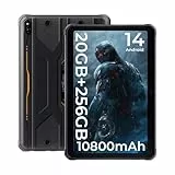 HOTWAV R10 Pro Outdoor Tablet - Rugged Tablet Android 14 20GB (8+12) RAM + 256GB ROM +1TB TF, 10800mAh Octa Core, 10.1 Inch 13MP+5MP Kamera Wasserdicht Tablets, Dual SIM 4G LTE/5G WiFi/Face ID/OTG/GPS